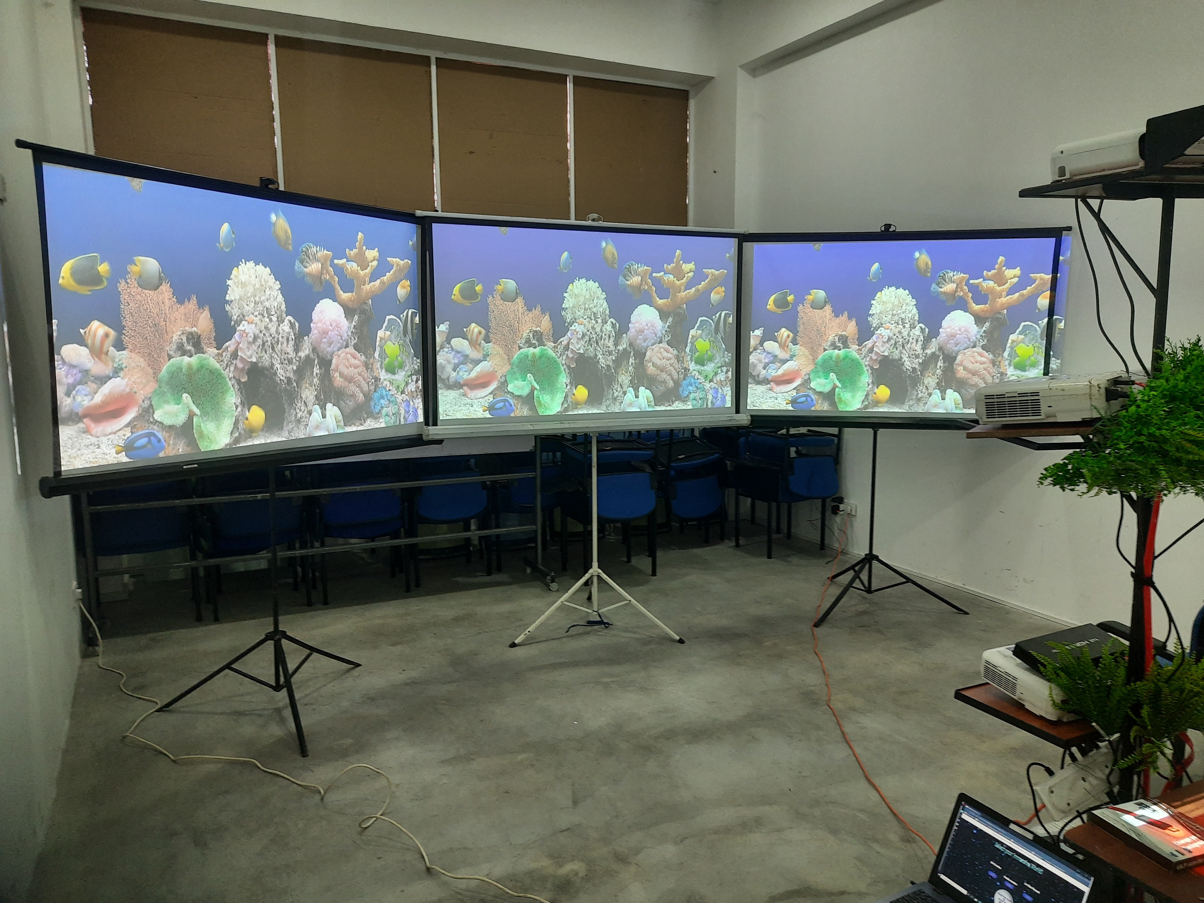 Generic Tripod 6 x 6 Ft 1:1 Projector Screen in action 7