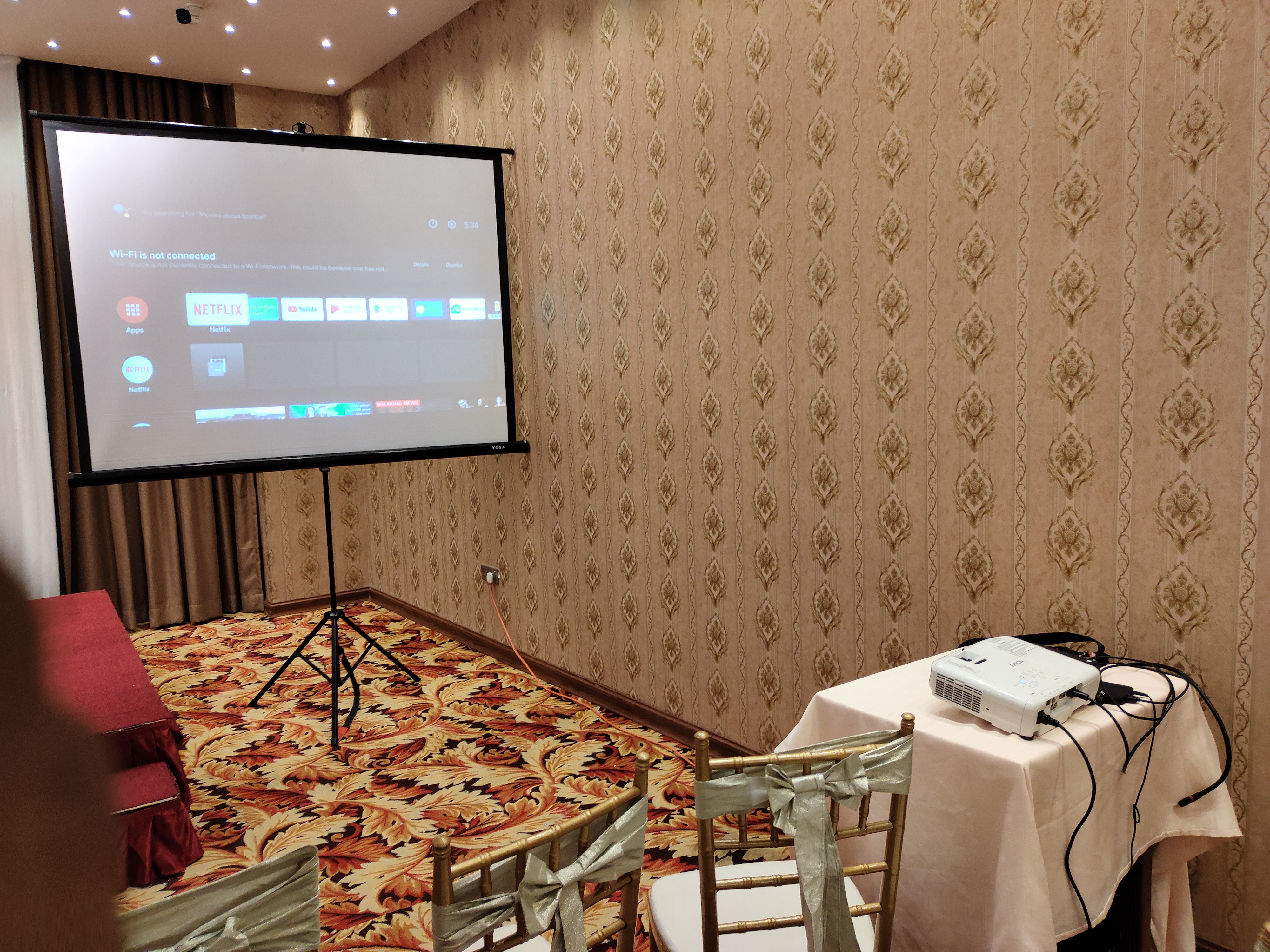 Generic Tripod 6 x 6 Ft 1:1 Projector Screen in action 9