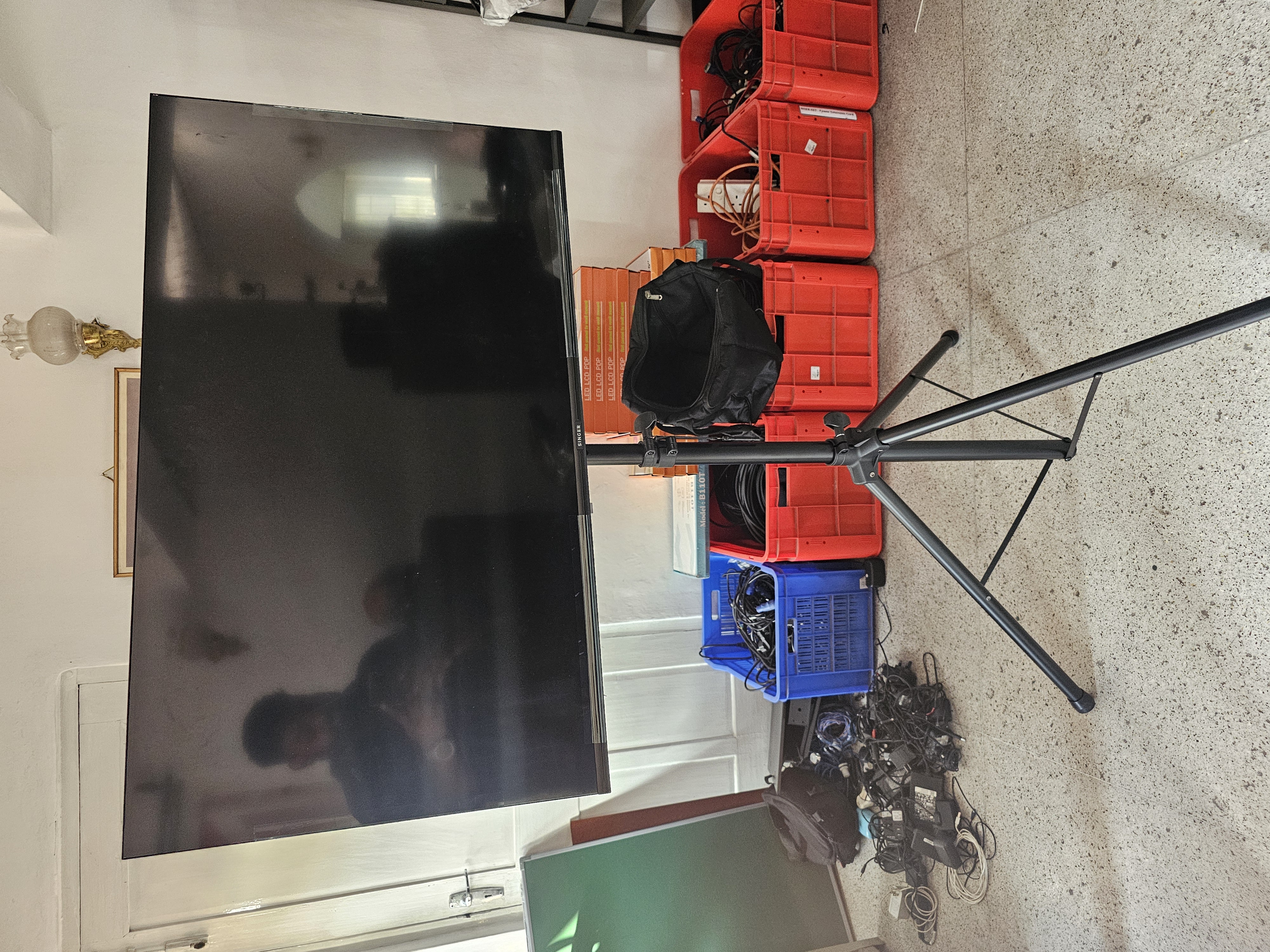 TV Tripod Stand Heavy Duty 43"-55" inch Setup in action 2