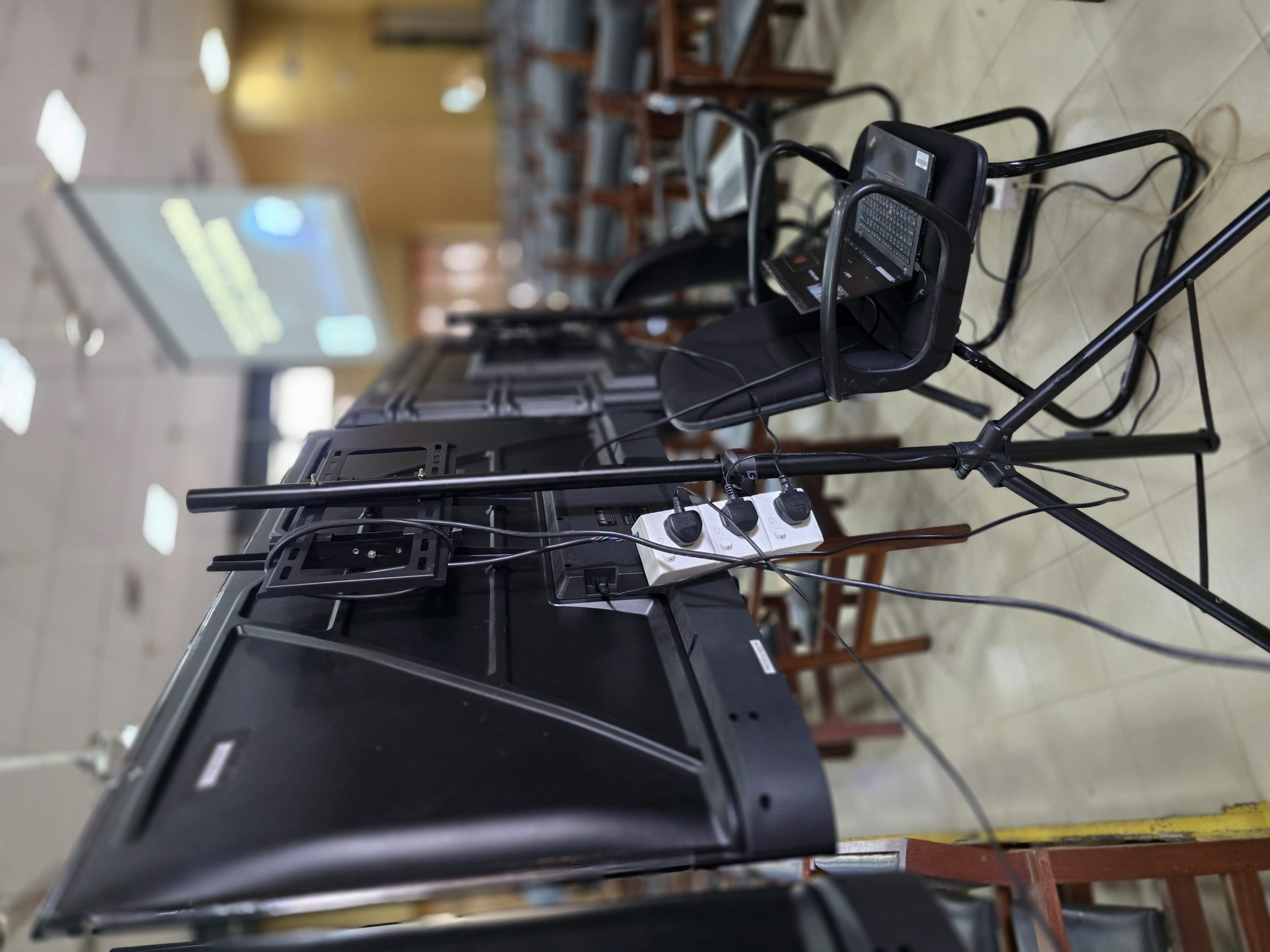 TV Tripod Stand Heavy Duty 43"-55" inch Setup in action 9