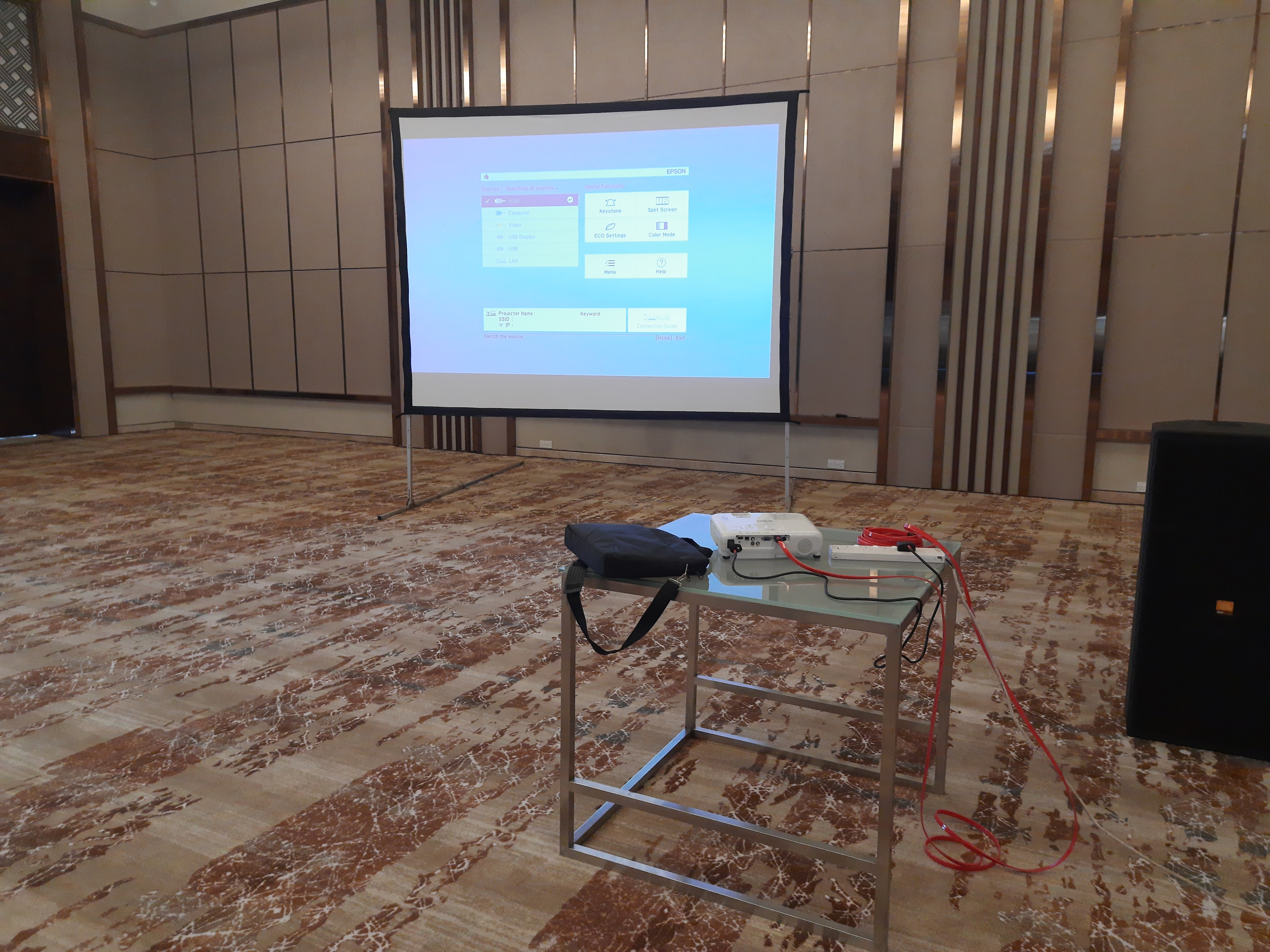 Fast Fold Projector Screen 12x9 Feet Front & Rear in action 1